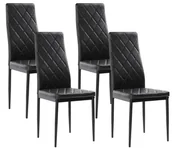 Krzesła - 4szt x Nowoczesne skórzane krzesła pikowane - 258A - czarne - miniaturka - grafika 1