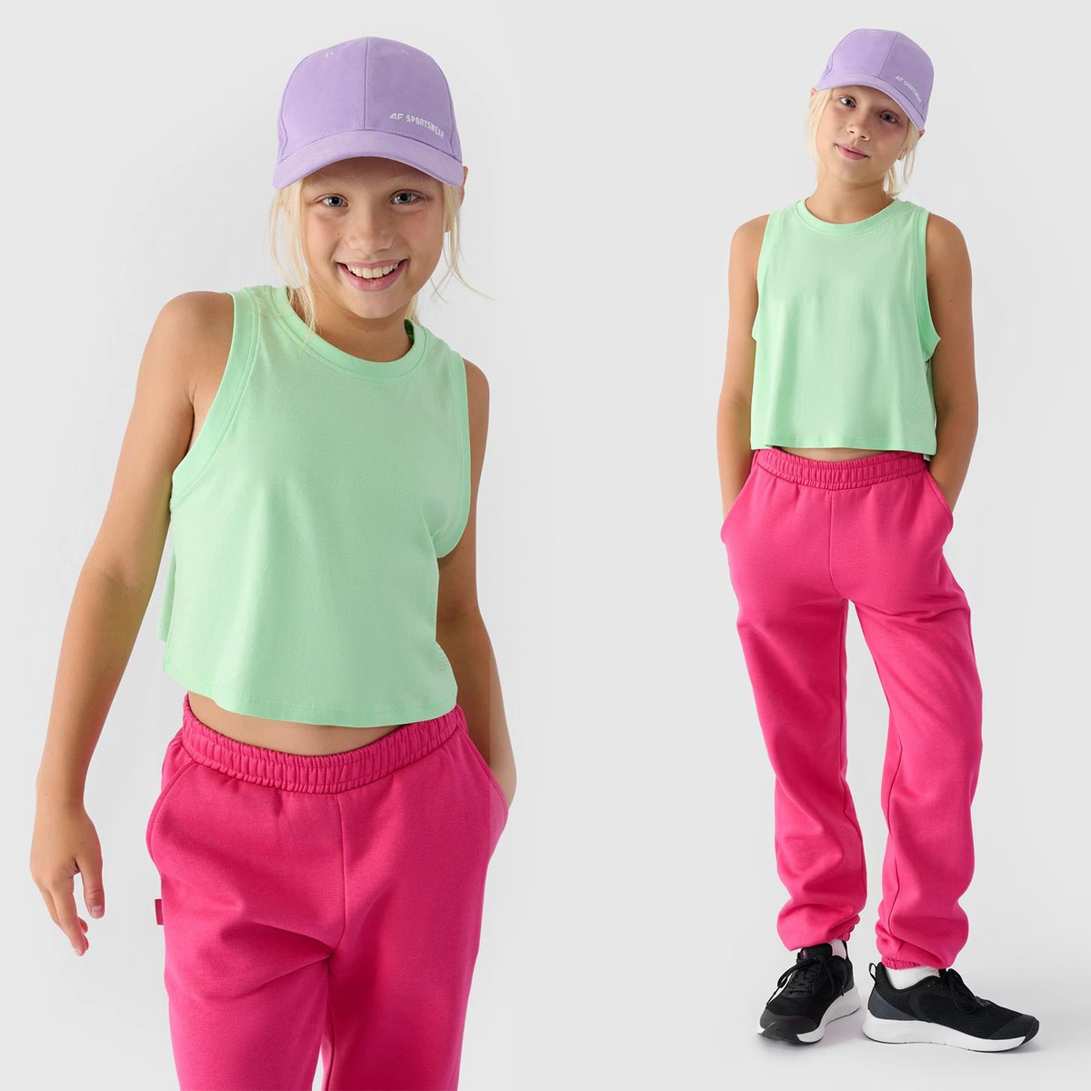Koszulka Dziewczęca 4F T-shirt Zielony na ramiączkach 4FJRSS24TSLEF187 Zielony 128