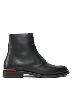 Tommy Hilfiger Kozaki Core Rwb Hilfiger Lth Lce Boot FM0FM05030 Czarny - Botki męskie - miniaturka - grafika 1