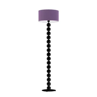 Nowoczesna lampa podłogowa czarne kule GIZA z fioletowym abażurem - Lampy stojące - miniaturka - grafika 1
