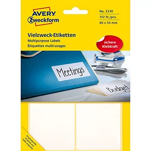 Avery Zweckform zweckform Mini etykiety w arkuszach do opisywania ręcznego 80 x 54mm białe 112 sztuk - Etykiety samoprzylepne i bloki etykiet - miniaturka - grafika 1