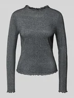 Bluzki damskie - Bluzka z długim rękawem o kroju slim fit z mieszanki bawełny model ‘EMMA’ - miniaturka - grafika 1