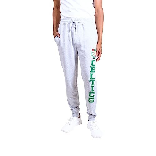 Ultra Game NBA Official Men’s Super Soft Game Day Jogger Sweatpants - Unisex, Boston Celtics, Heather Gray, XX-Large
