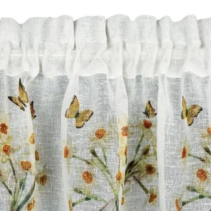 Firana 30 x 150 Dekoracyjna Gotowa Flora Biały+Żół - Firany - miniaturka - grafika 1