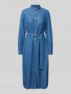 Sukienka jeansowa z kołnierzykiem typu button down - Sukienki - miniaturka - grafika 1