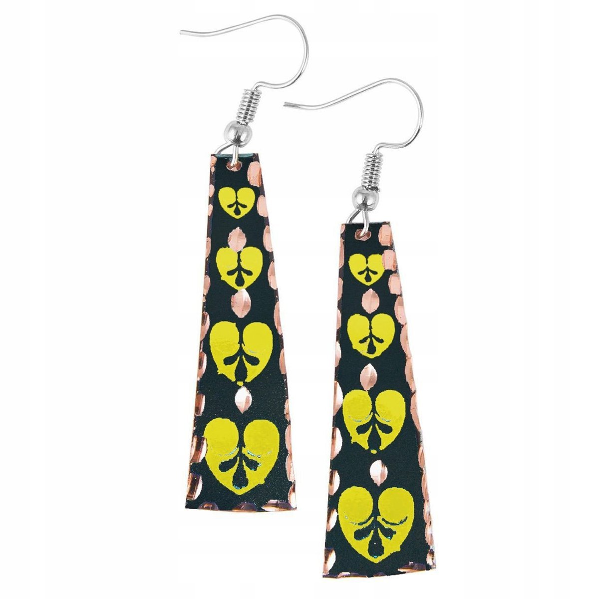 Kolczyki Miedziane Orientalne Wiszące Serca Biżuteria Dla Kobiety Unikalne