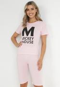 Piżamy damskie - Różowy 2-częściowy Komplet Piżamowy z T-shirtem i Krótkimi Legginsami Tiyose - miniaturka - grafika 1