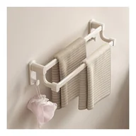 Wieszaki łazienkowe - Biały podwójny wieszak łazienkowy na ręczniki, aluminiowy wieszak na ręczniki, bez wiercenia, bez wiercenia, 30 * 8,4 cm - miniaturka - grafika 1