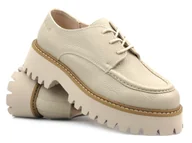 Mokasyny damskie - Skórzane półbuty, loafersy damskie - Big Star NN274053, beżowe - miniaturka - grafika 1