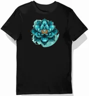 Koszulki męskie - Koszulka męska czarna z motywem kwiatów lotosu M - miniaturka - grafika 1