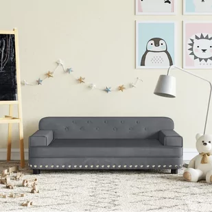 vidaXL Sofa dla dzieci, ciemnoszara, 90x53x30 cm, aksamit - Meble do sypialni - miniaturka - grafika 1