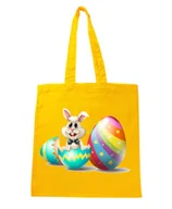 Torby i wózki na zakupy - TORBA ŻÓŁTA NA RAMIĘ ŚWIĄTECZNA WIELKANOC ZAJĄC - miniaturka - grafika 1
