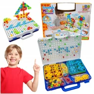 Klocki - Zestaw Narzędzi Dla Dzieci Mozaika Z Wkrętarką Klocki Konstrukcyjne 237El - miniaturka - grafika 1