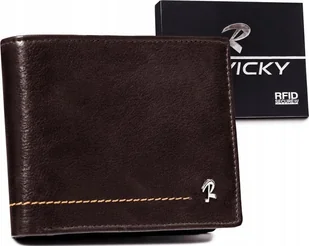 Rovicky Poziomy, skórzany portfel męski z ozdobnym przeszyciem Rovicky NoSize - Portfele - miniaturka - grafika 1