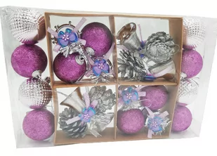 BOMBKI CHOINKOWE MIX WXORÓW 5cm SREBRNO-FIOLETOWE - Bombki - miniaturka - grafika 1