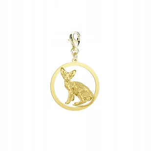 Charms Złoty z Kotem Devon Rex 925 Prezent Biżuteria Kobieta DEDYKACJA - Wisiorki - miniaturka - grafika 1