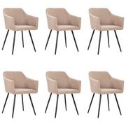 Krzesła - vidaXL Krzesła stołowe, 6 szt., kolor taupe, tapicerowane tkaniną - miniaturka - grafika 1
