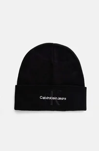 Calvin Klein Jeans czapka bawełniana kolor czarny z grubej dzianiny bawełniana K50K512460 - Czapki męskie - miniaturka - grafika 1