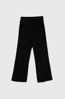 Spodnie i spodenki dla dziewczynek - United Colors of Benetton spodnie dziecięce kolor czarny gładkie - grafika 1