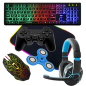 Zestawy myszka + klawiatura - Zestaw gamingowy klawiatura ART SLIM AK-20 podświetlana mysz mata RGB słuchawki pad - miniaturka - grafika 1