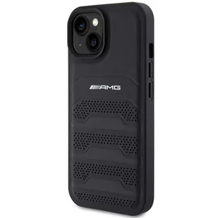 AMG AMHCP15SGSEBK iPhone 15 6,1" czarny/black hardcase Leather Debossed Lines - Etui i futerały do telefonów - miniaturka - grafika 2