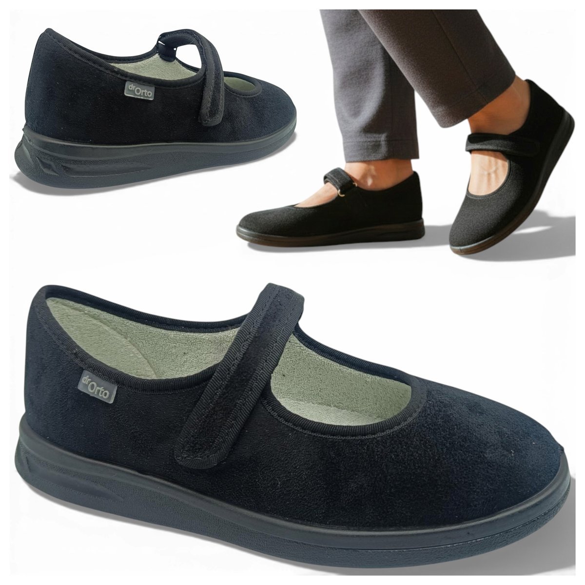 Buty Damskie Kapcie Ortopedyczne Rzep Dr Orto Zdrowotne Wygodne Czarne 42