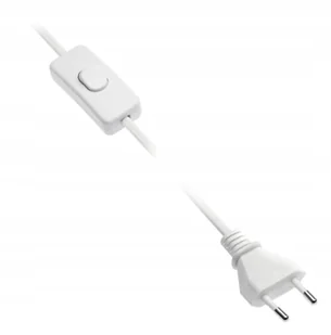 Kabel zasilający z wtyczką i włącznikiem Gtv 2m Biały 2×0,75mm2 - Akcesoria do oświetlenia - miniaturka - grafika 1