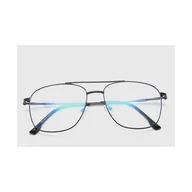 Okulary korekcyjne, oprawki, szkła - Czarne okulary aviator zerówki filtr Blue Light do komputera 2547-3 - miniaturka - grafika 1