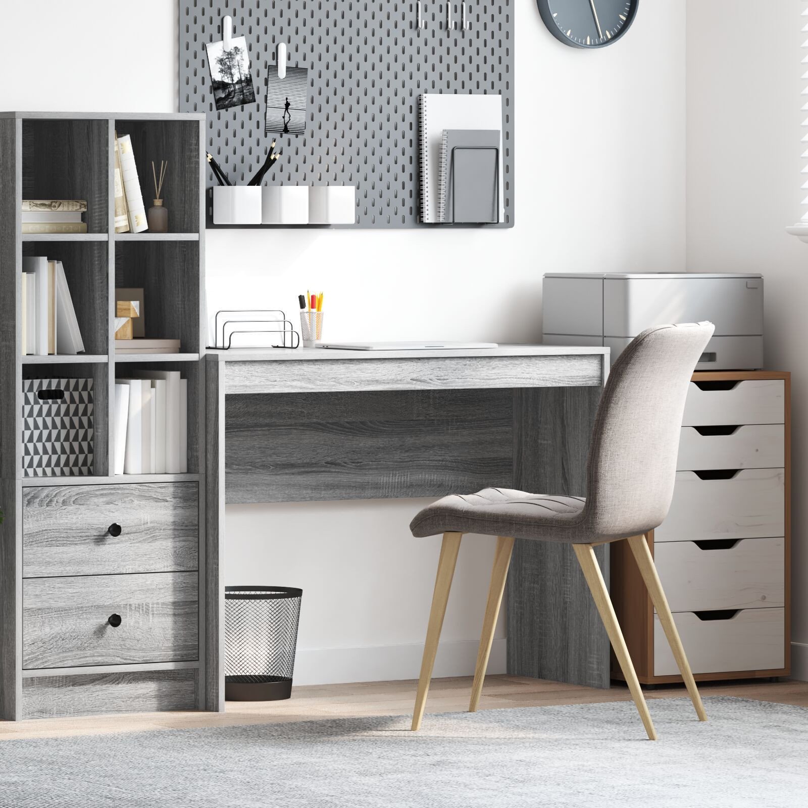 vidaXL Biurko komputerowe Szare sonoma MDF 100 x 40 x 76 cm Proste