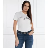 Koszulki i topy damskie - Tommy Hilfiger T-shirt REG C-NK SIGNATURE | Regular Fit - miniaturka - grafika 1