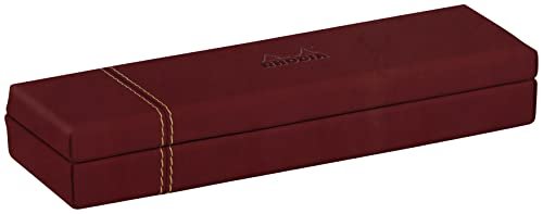 Rhodia 194511C - Etui na długopisy 21x5,5x3cm, elegancka sztuczna skóra, na ołówki, pędzle i długopisy, 1 sztuka, kolor czerwony winny