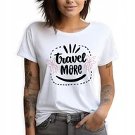 Zestawy upominkowe - Koszulka Damska Biała T-Shirt roz.L dla Podróżniczki TRAVEL MORE Mix Wzorów - miniaturka - grafika 1