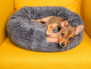 MIMIKO Pets Legowisko Shaggy okrągłe M 45cm grafitowe - Legowiska dla psów - miniaturka - grafika 3