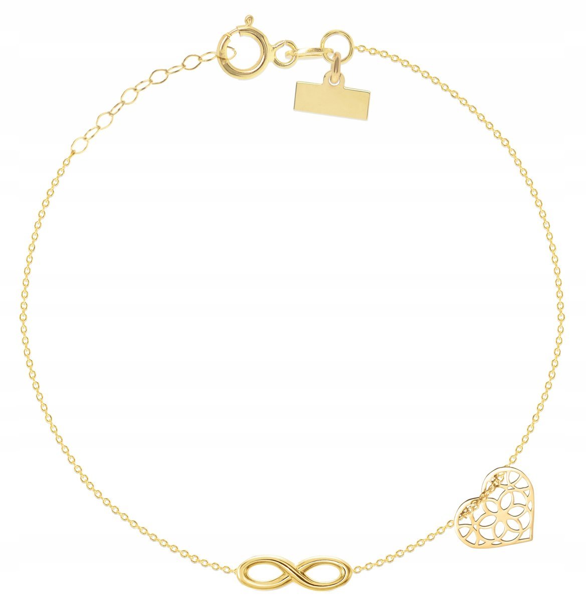 ZŁOTA BRANSOLETKA NIESKOŃCZONOŚĆ SERCE LOVE 585
