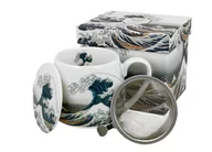 Kubki - Kubek z zaparzaczem i pokrywką porcelanowy, baryłka DUO The Great Wave K. Hokusai 430 ml - miniaturka - grafika 1