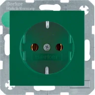 Gniazdka elektryczne - B.Kwadrat/B.3/B.7 Berker Gniazdo SCHUKO zaciski śrubowe, zielony, połysk - miniaturka - grafika 1