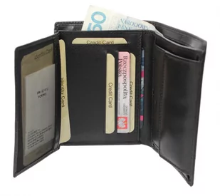 Portfel Męski Skórzany EL FORREST Skóra Bydlęca Duży Pionowy Bez Zapięcia Dwa Skrzydełka RFID GRANATOWY 896 301 13 x 10 x 3 [cm] - Portfele - miniaturka - grafika 2