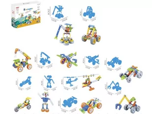 Klocki Konstrukcyjne, Elastyczne 167 El. Pojazdy Budowlane, Auto, Wyścigówka, Samolot, Robot Do Rozkręcania I Skręcania 10w1 - Klocki - miniaturka - grafika 2