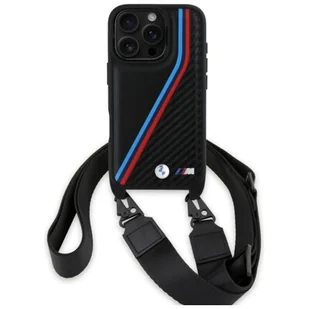 BMW BMHCP16L23PSVTK iPhone 16 Pro 6.3"    czarny/black hardcase M Edition Carbon Tricolor Lines & Strap - Etui i futerały do telefonów - miniaturka - grafika 1