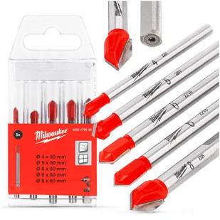 WIERTŁO DO SZKŁA Płytek Ceramiki Milwaukee ZESTAW WIERTEŁ 4-8 mm 5szt - Wiertła - miniaturka - grafika 1