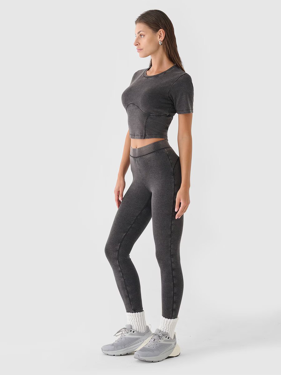 Legginsy dzianinowe damskie 4F 4FRAW24TTIGF250-20S Czarny XS