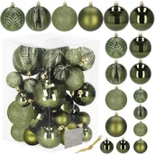 Bombki - Bombki choinkowe 33 szt. zawieszki na choinkę 8/6/4cm ozdoby świąteczne zielone - miniaturka - grafika 1