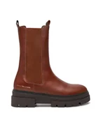 Botki damskie - Tommy Hilfiger Sztyblety Monochromatic Chelsea Boot FW0FW06730 Brązowy - miniaturka - grafika 1