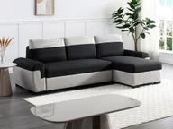 Sofy i kanapy - Kanapa narożna dwustronna rozkładana z czarno-jasnoszarą tapicerką - GABY II - miniaturka - grafika 1