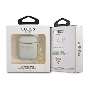 Guess GUA2LSC4EG AirPods cover szary/grey Silicone Charm 4G Collection - Akcesoria do słuchawek - miniaturka - grafika 3