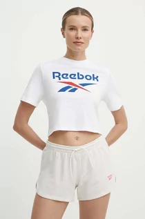 Koszulki sportowe damskie - Reebok t-shirt bawełniany Identity damski kolor biały 100037593 - grafika 1