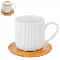 Filiżanki - Filiżanka ze spodkiem bambusowym Florina Alisa 260 ml biała - miniaturka - grafika 1