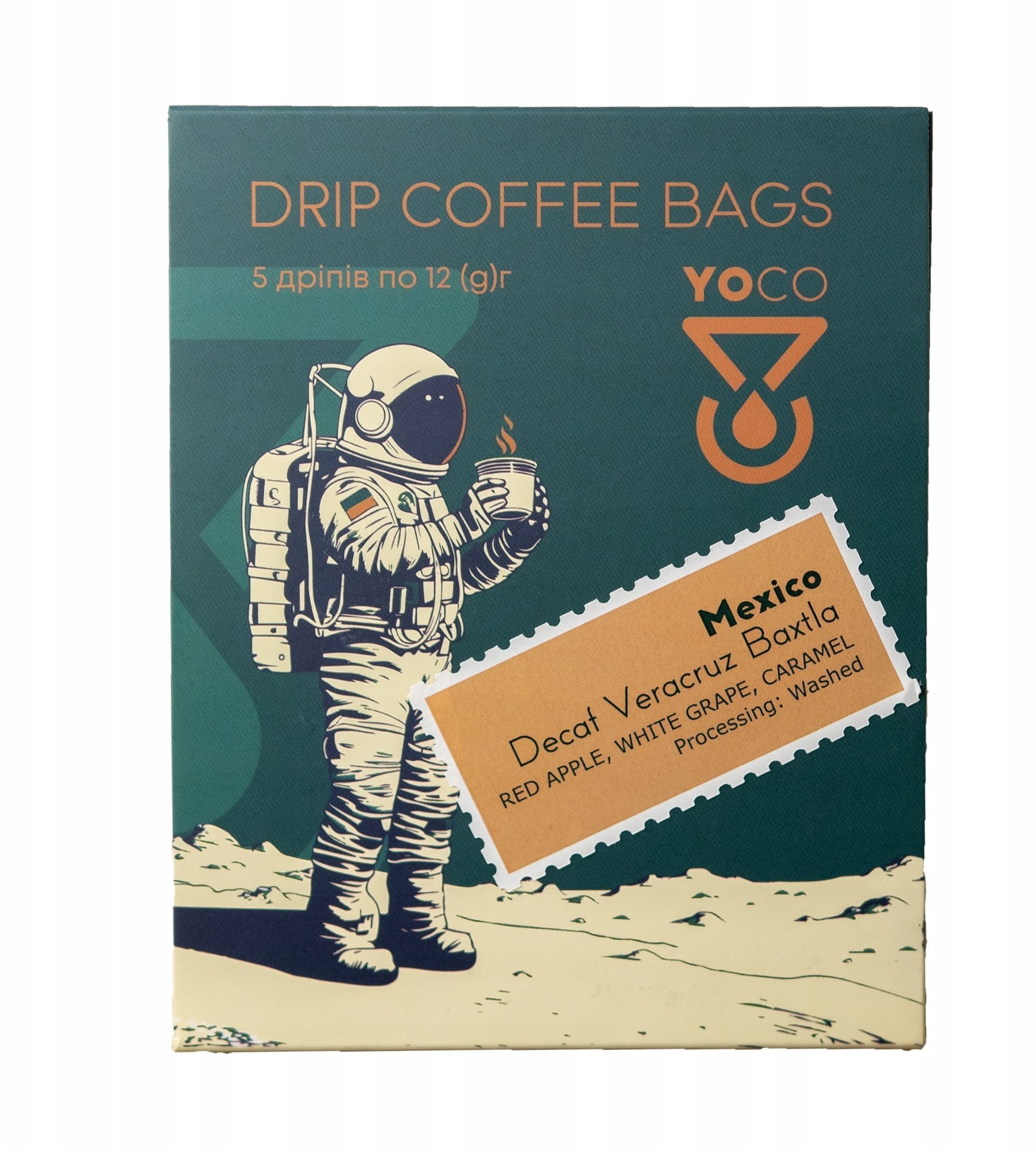 Kawa mielona YoCo Drip Bag Coffee Coffee Mexico Decaf Veracruz Bezkofeinowa 5x12g
