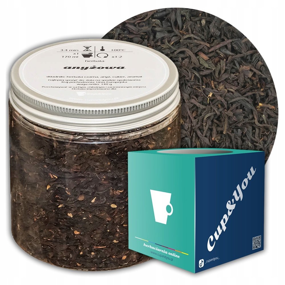 Herbata czarna sypana ANYŻOWA o smaku intensywnie anyżowym PREMIUM Cup&You - herbata liściasta sypana mieszanka napar susz - gotowa na prezent upomi..