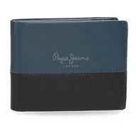 Portfele - Pepe Jeans Podwójny poziomy portfel z niebieskim portfelem, 11 x 8 x 1 cm, skóra, niebieski, rozmiar Unica, poziomy portfel z portfelem, niebieski, Einheitsgröße, Portfel poziomy z portfelem - miniaturka - grafika 1
